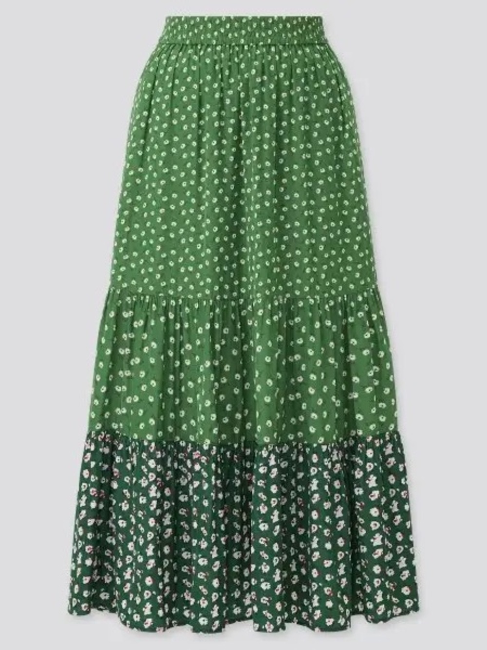 Paul & Joe X Uniqlo Green Floral Tiered Maxi Skirt Size M